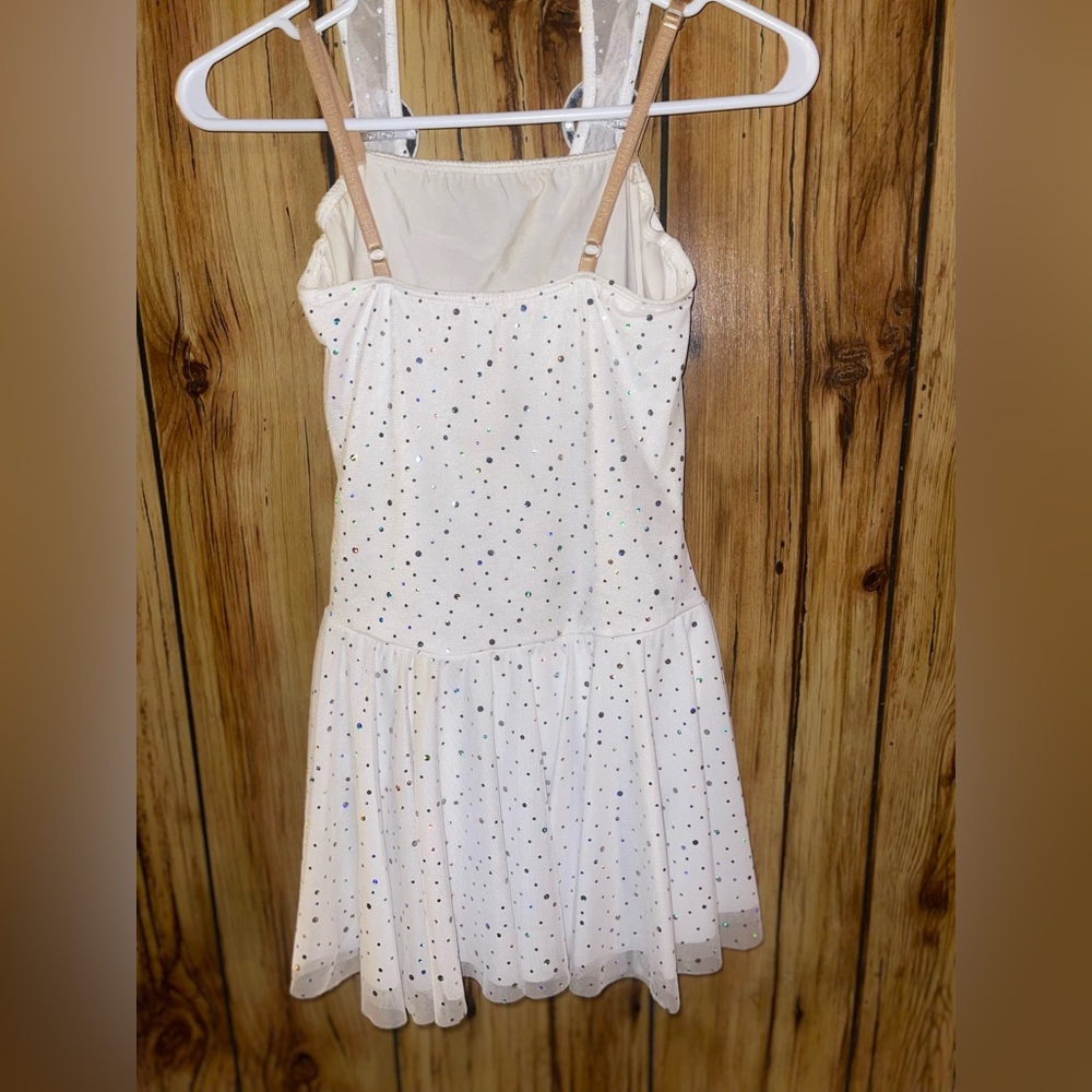 FINA White Lyrical Dance Costume XL Child Sparkle Halter Ballet Contemporary - Picture 2 of 5